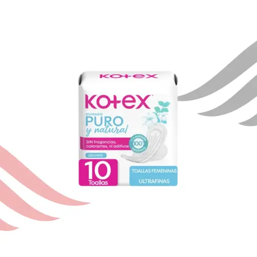 Toalla Kotex Puro 10und 0% Colorantes